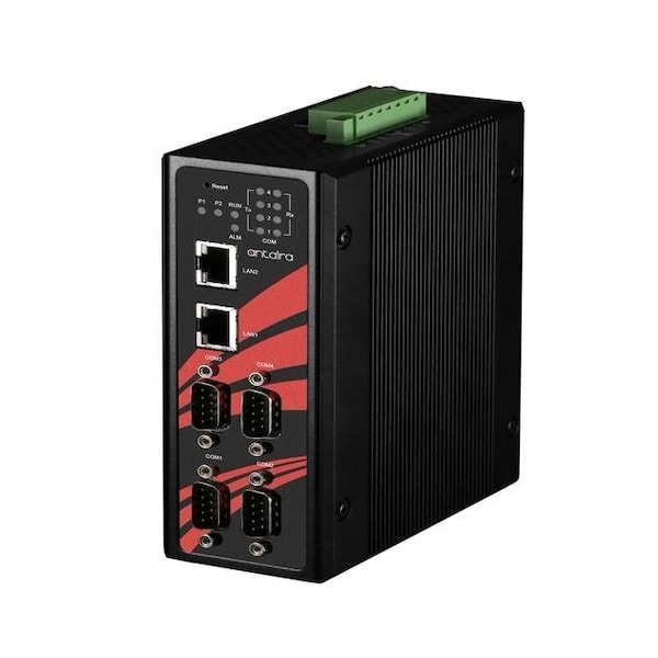 4-Port Industrial Serial RS232/422/485 to Ethernet Device Server, w/Dual LAN; EOT